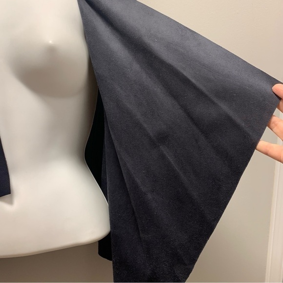 Zara Navy Blue Faux Leather / Suede Waterfall OPen Blazer Jacket - Picture 5 of 11